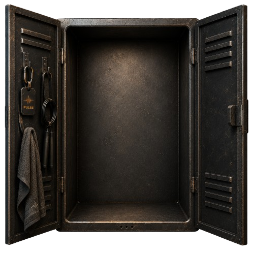 Open PULSE locker prepared for sports equipment.