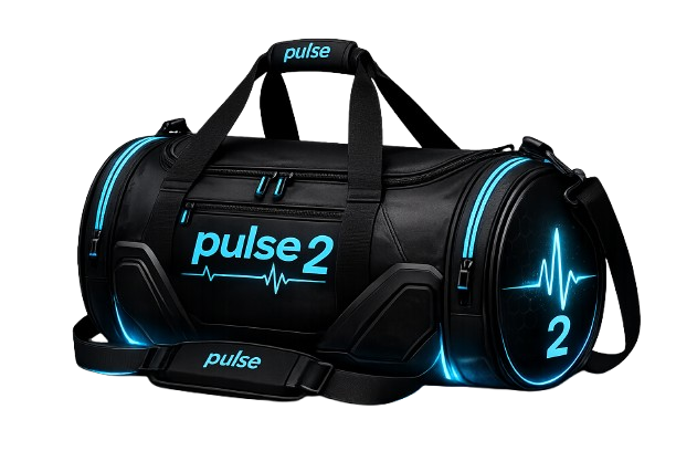 PULSE level 2 sport bag with cyan ECG branding.
